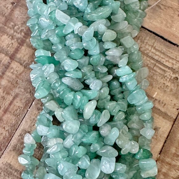 5-8mm Green Aventurine Chip Bead Strand - Picture 2 of 3